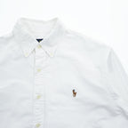 Ralph Lauren 長袖 オックスフォードシャツ L ホワイト スモールポニー ロゴ 刺繍 ボタンダウン