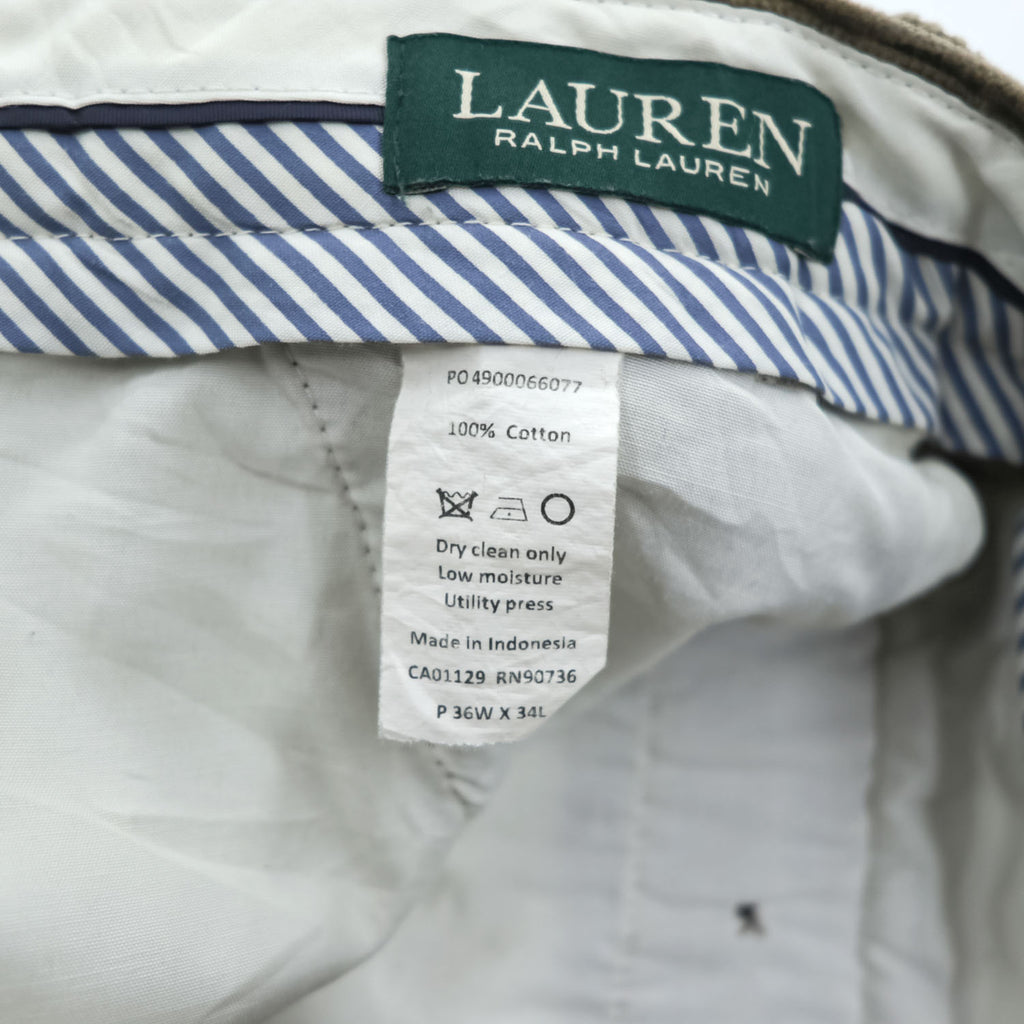 LAUREN RALPH LAUREN 90年代 ヴィンテージ コーデュロイ スラックス パンツ L ブラウン ワイド 2タック プリーツ ダブルカフス