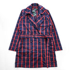 LAUREN RALPH LAUREN ダブルブレスト トレンチコート L レッド ネイビー チェック ベルト付