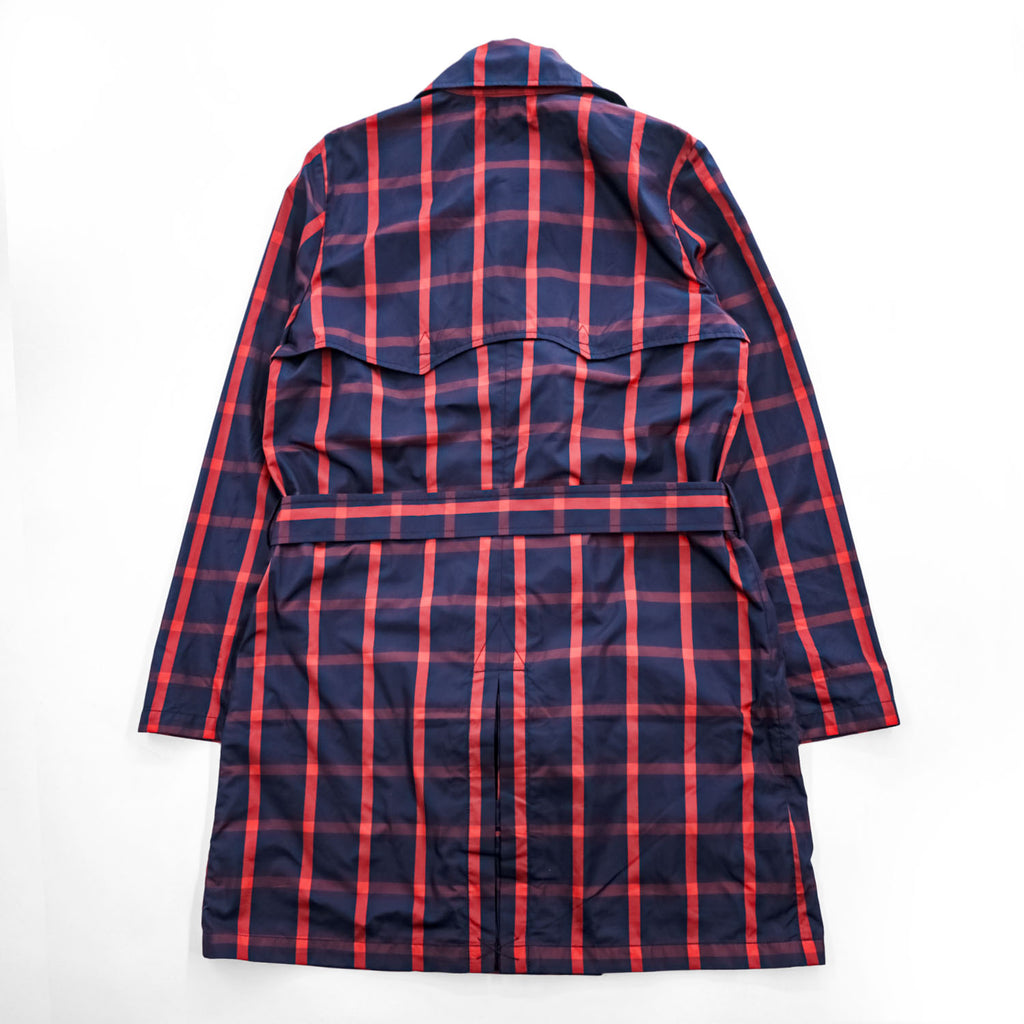 LAUREN RALPH LAUREN ダブルブレスト トレンチコート L レッド ネイビー チェック ベルト付