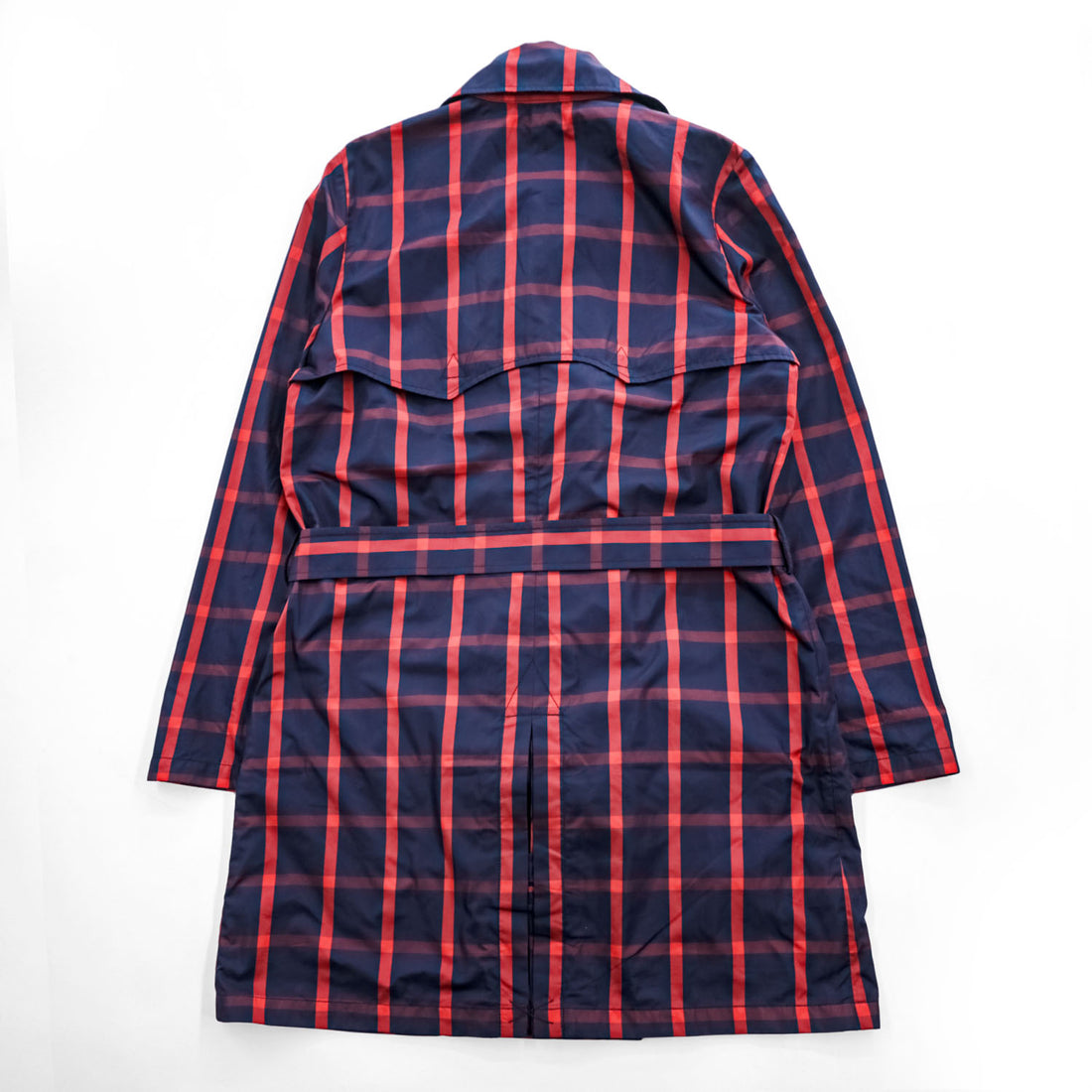 LAUREN RALPH LAUREN ダブルブレスト トレンチコート L レッド ネイビー チェック ベルト付