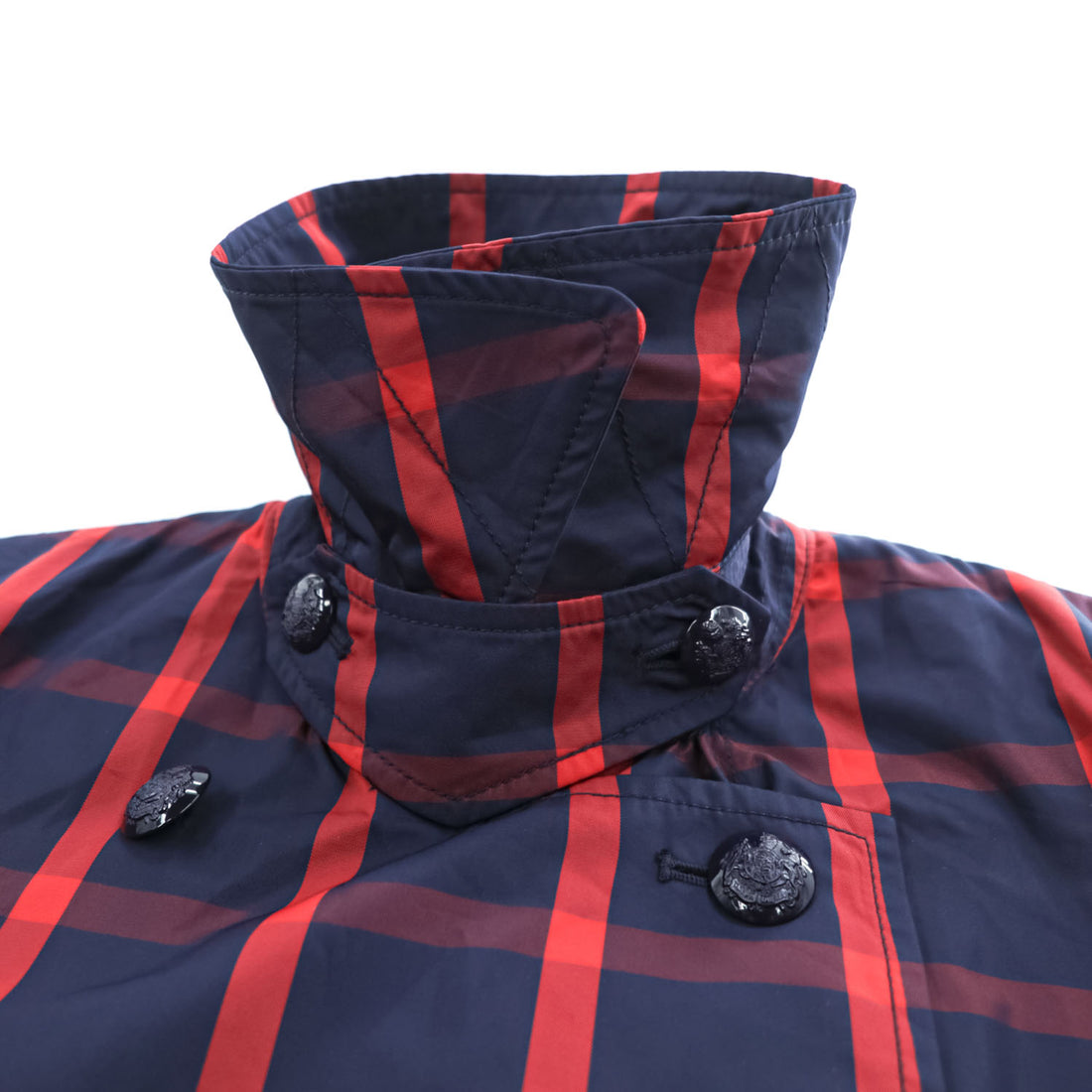 LAUREN RALPH LAUREN ダブルブレスト トレンチコート L レッド ネイビー チェック ベルト付
