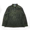 Polo Ralph Lauren 90年代 ヴィンテージ 長袖ポロシャツ XL カーキ グリーン ストレッチ コーデュロイ 胸ポケット