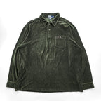 Polo Ralph Lauren 90年代 ヴィンテージ 長袖ポロシャツ XL カーキ グリーン ストレッチ コーデュロイ 胸ポケット