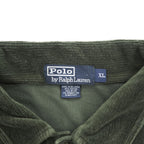 Polo Ralph Lauren 90年代 ヴィンテージ 長袖ポロシャツ XL カーキ グリーン ストレッチ コーデュロイ 胸ポケット