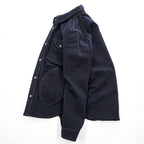 Johnbull ウールブレンド 長袖ワークシャツ L ネイビー マルチポケット コントラストステッチ