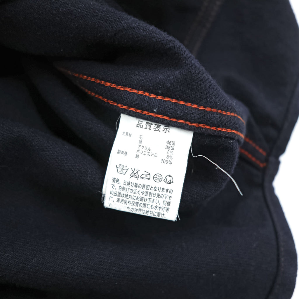Johnbull ウールブレンド 長袖ワークシャツ L ネイビー マルチポケット コントラストステッチ