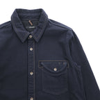 Johnbull ウールブレンド 長袖ワークシャツ L ネイビー マルチポケット コントラストステッチ
