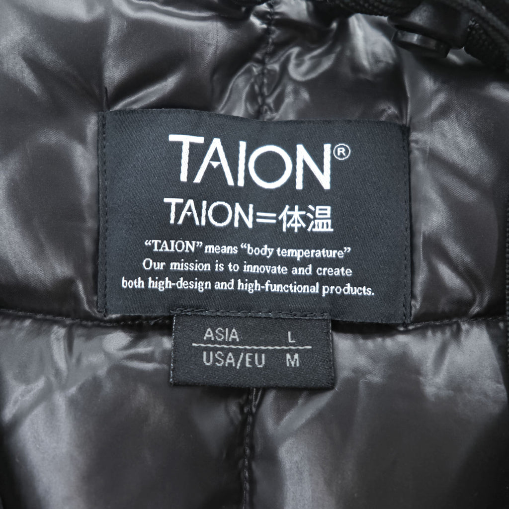 TAION ワーク コーデュロイ ダウンベスト L ブラック Vネック 収納袋付き