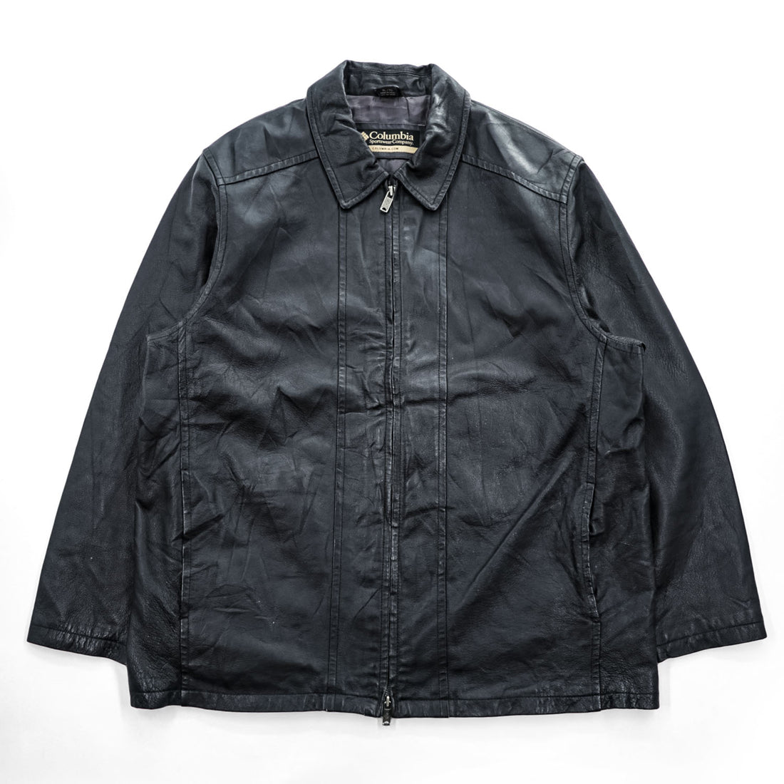Columbia 90年代 ヴィンテージ ダブルジップ 本革 レザージャケット XL ブラック ジップインジップ