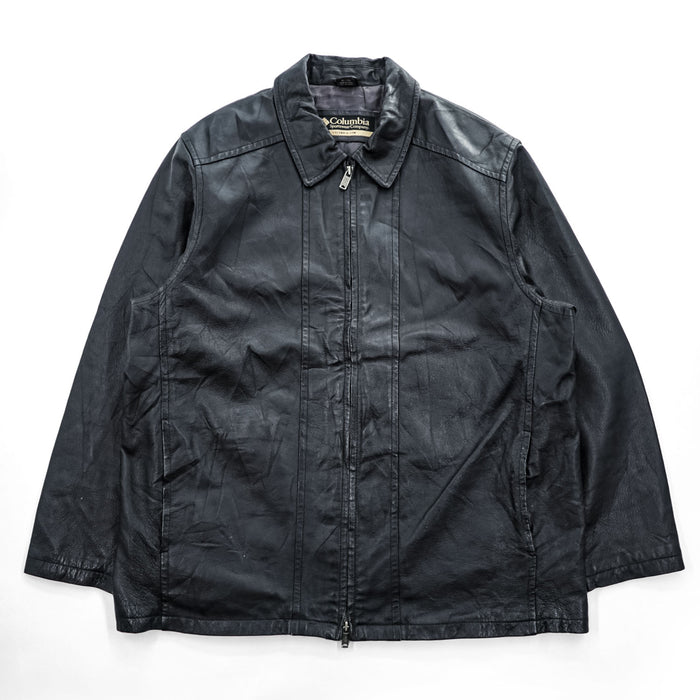 Columbia 90年代 ヴィンテージ ダブルジップ 本革 レザージャケット XL ブラック ジップインジップ