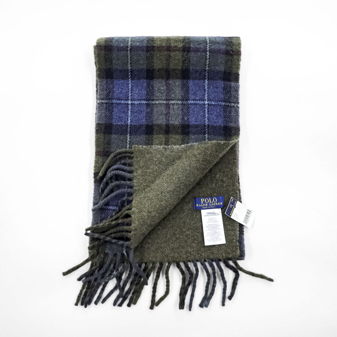 POLO RALPH LAUREN Made in Italy Reversible Plaid Wool Nylon Scarf