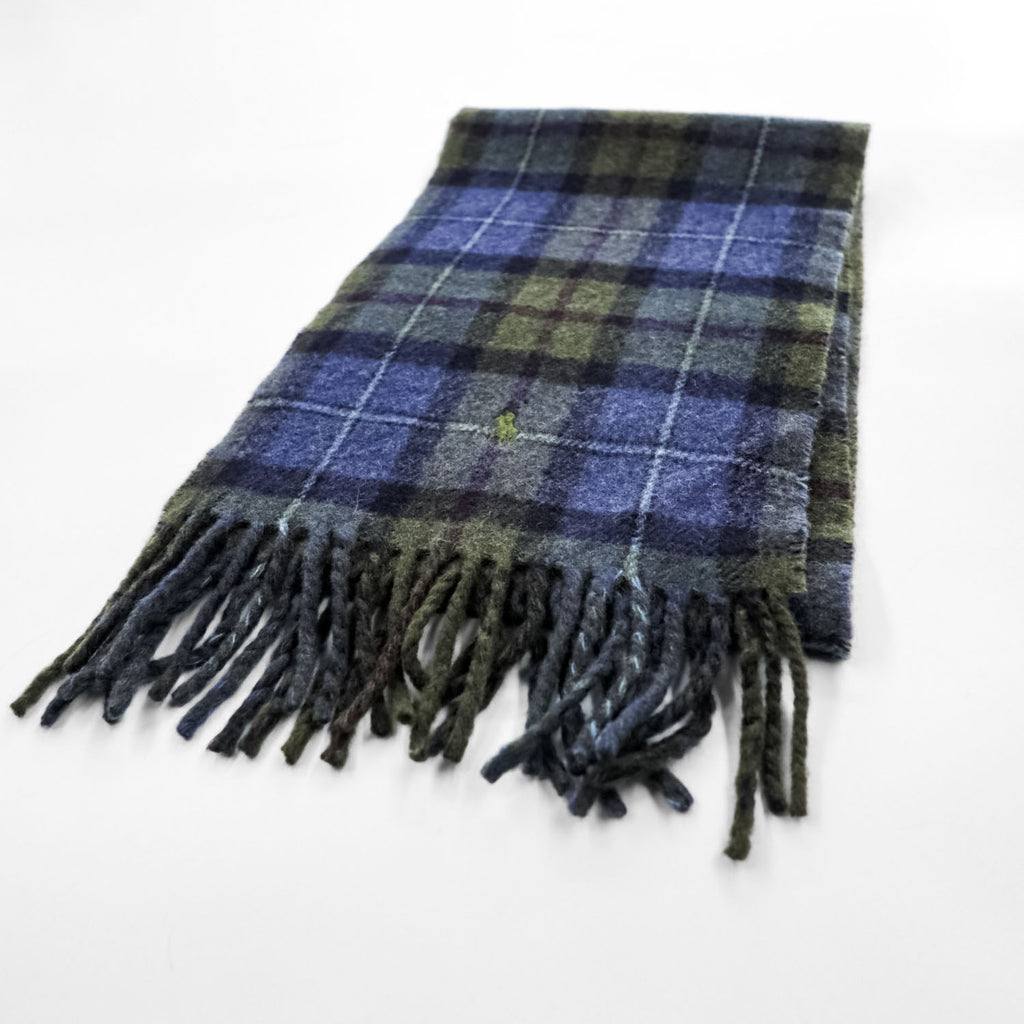 POLO RALPH LAUREN Made in Italy Reversible Plaid Wool Nylon Scarf
