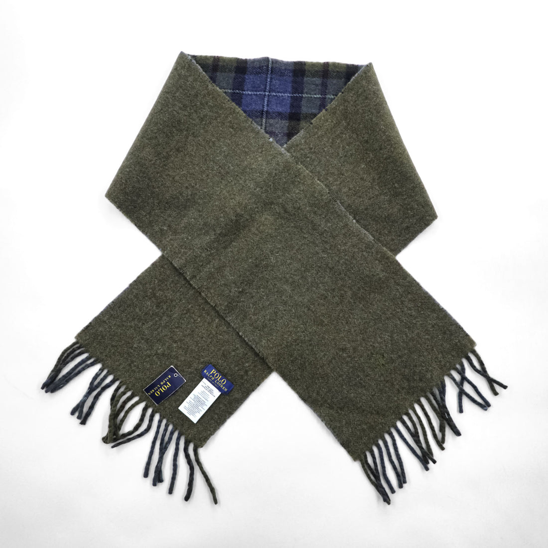 POLO RALPH LAUREN Made in Italy Reversible Plaid Wool Nylon Scarf