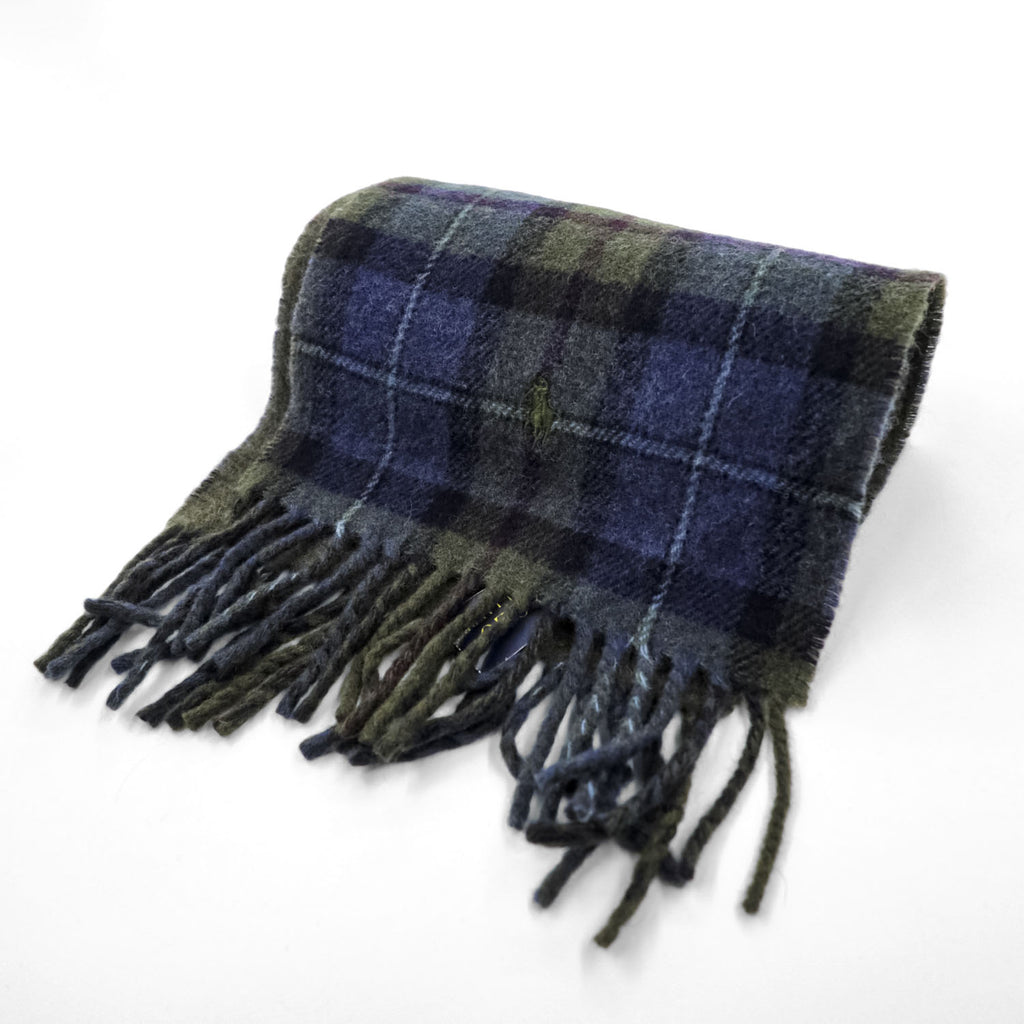 POLO RALPH LAUREN Made in Italy Reversible Plaid Wool Nylon Scarf