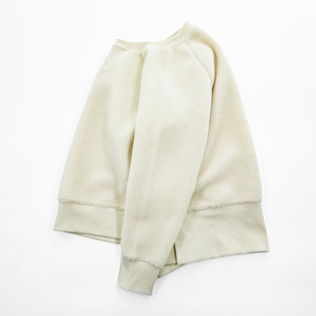 LAUREN RALPH LAUREN Ivory Sherpa Fleece Side Zip Crewneck Pullover Women's S/P