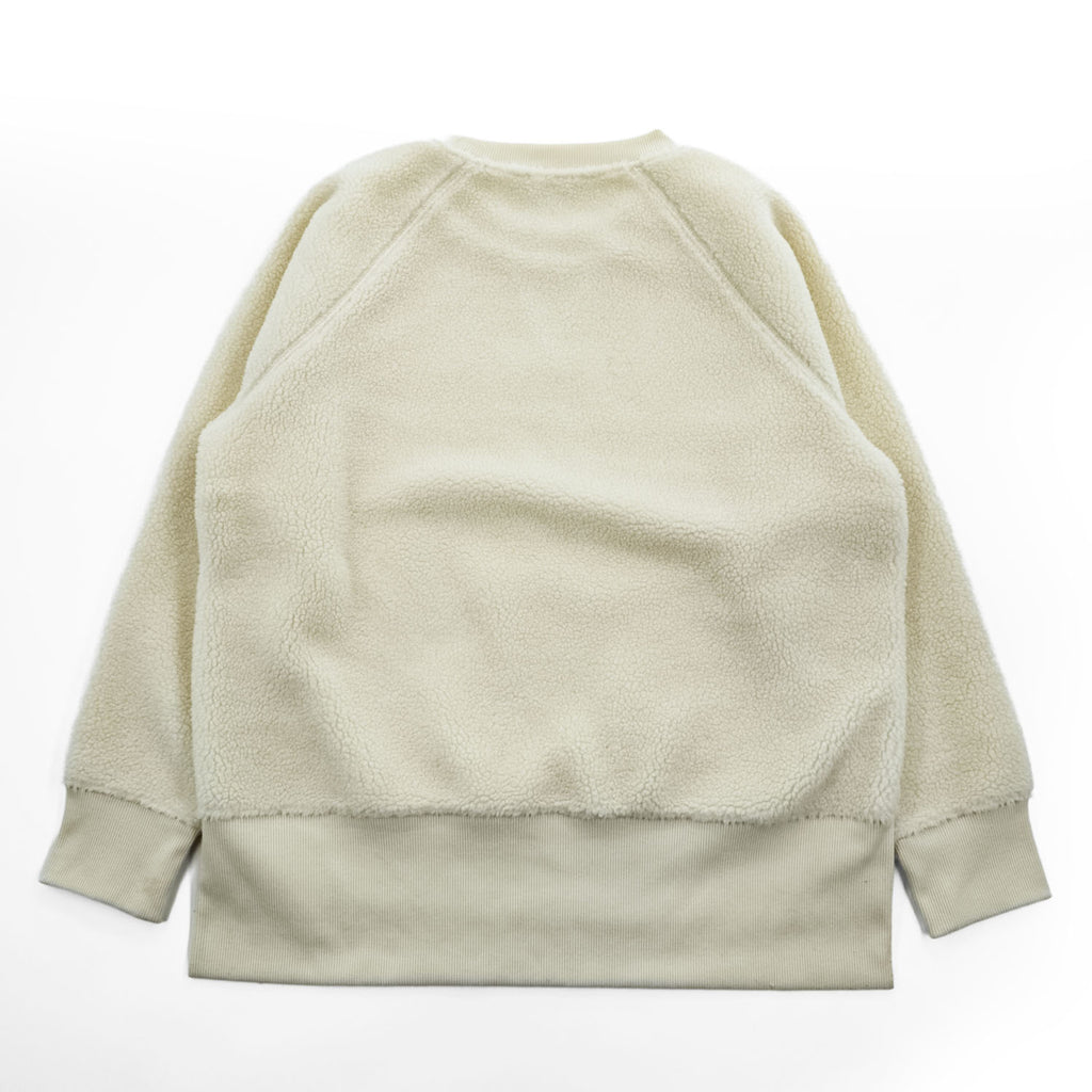 LAUREN RALPH LAUREN Ivory Sherpa Fleece Side Zip Crewneck Pullover Women's S/P