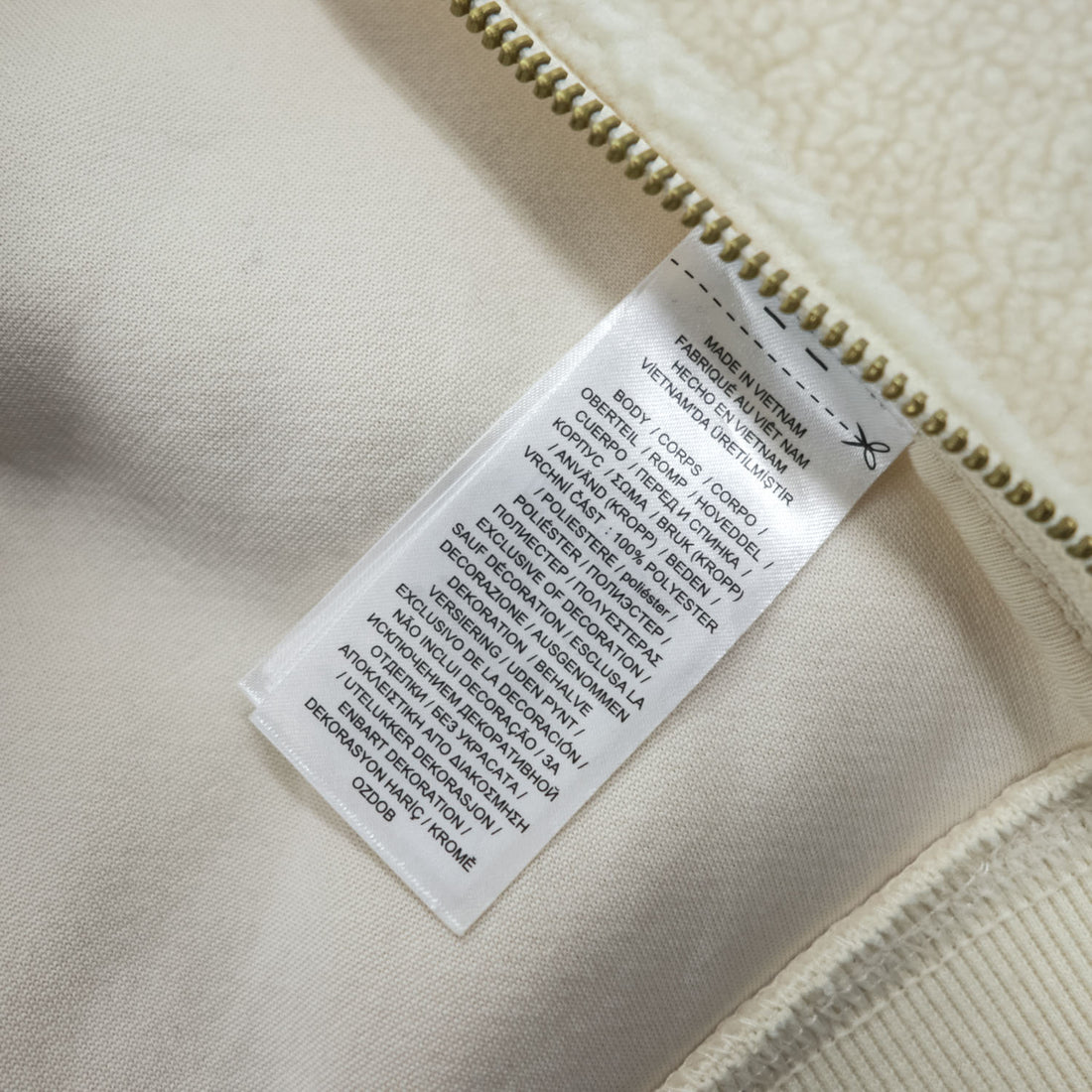 LAUREN RALPH LAUREN Ivory Sherpa Fleece Side Zip Crewneck Pullover Women's S/P