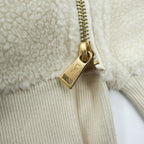 LAUREN RALPH LAUREN Ivory Sherpa Fleece Side Zip Crewneck Pullover Women's S/P