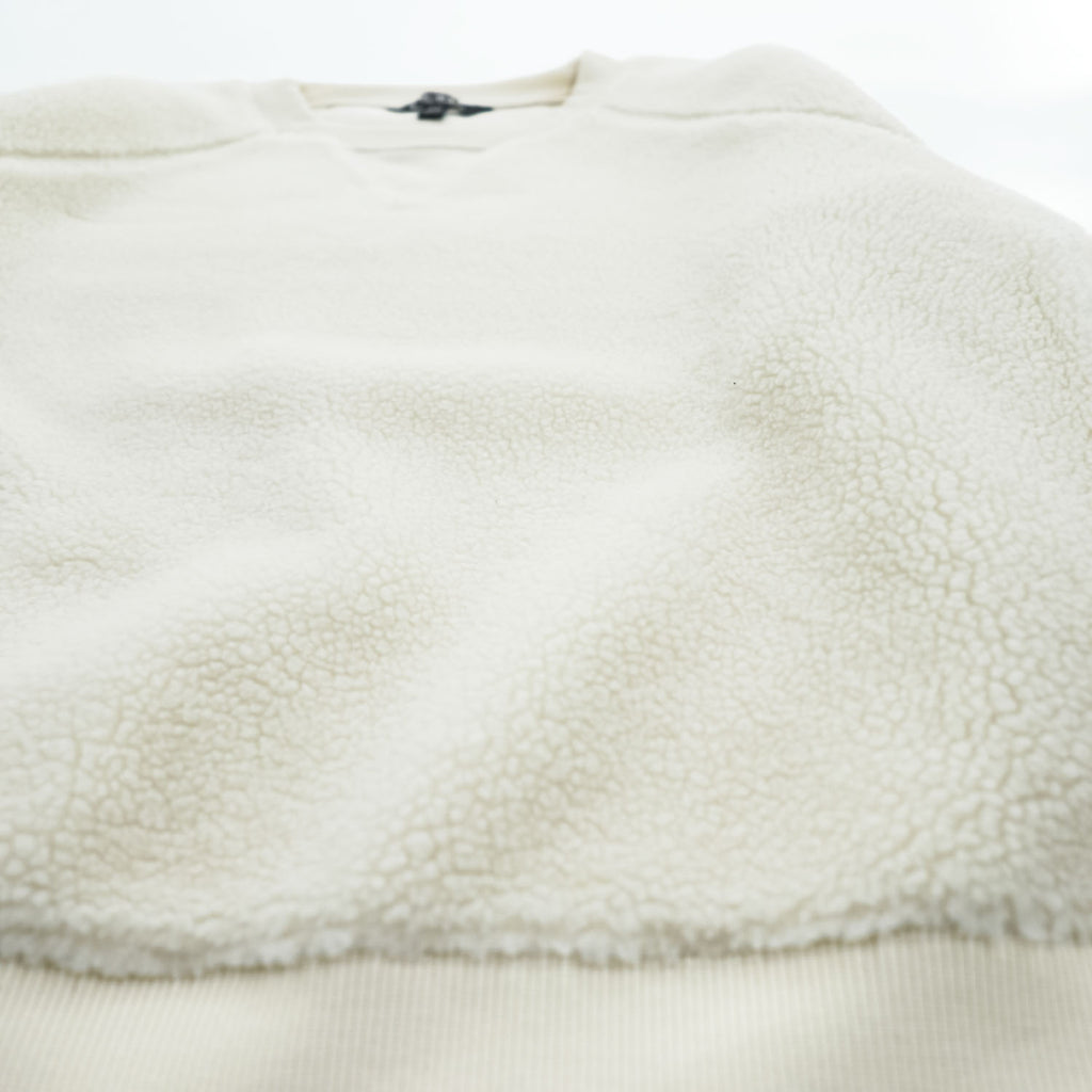LAUREN RALPH LAUREN Ivory Sherpa Fleece Side Zip Crewneck Pullover Women's S/P