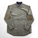 PENDLETON 100% Pure Virgin Wool Elbow Patch Long Sleeve Shirt Gray L