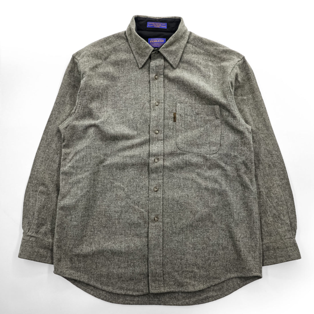 PENDLETON 100% Pure Virgin Wool Elbow Patch Long Sleeve Shirt Gray L