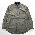 PENDLETON 100% Pure Virgin Wool Elbow Patch Long Sleeve Shirt Gray L
