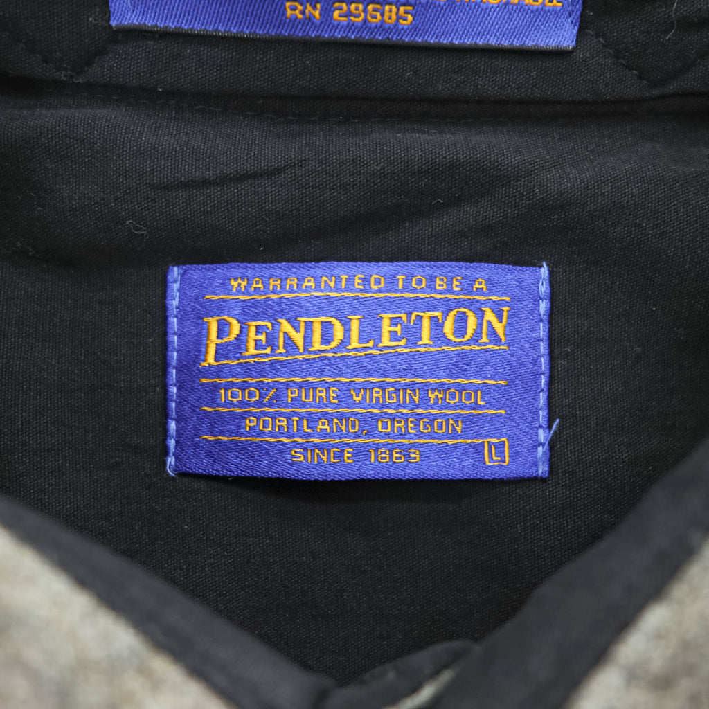 PENDLETON 100% Pure Virgin Wool Elbow Patch Long Sleeve Shirt Gray L