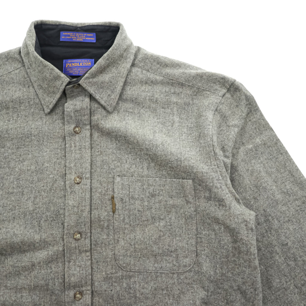 PENDLETON 100% Pure Virgin Wool Elbow Patch Long Sleeve Shirt Gray L