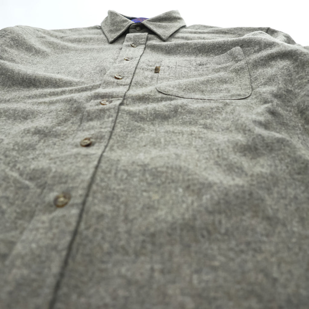 PENDLETON 100% Pure Virgin Wool Elbow Patch Long Sleeve Shirt Gray L