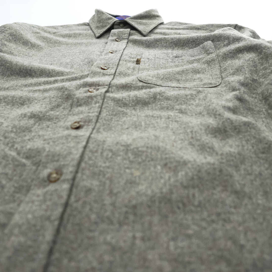 PENDLETON 100% Pure Virgin Wool Elbow Patch Long Sleeve Shirt Gray L