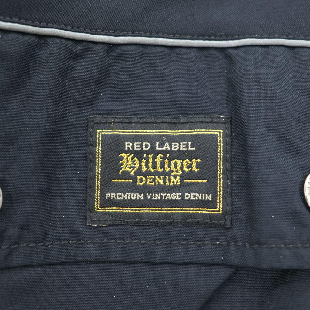 TOMMY HILFIGER DENIM  RED LABEL Double Zip Motorcycle Jacket XL, Black Nylon Checked Lining