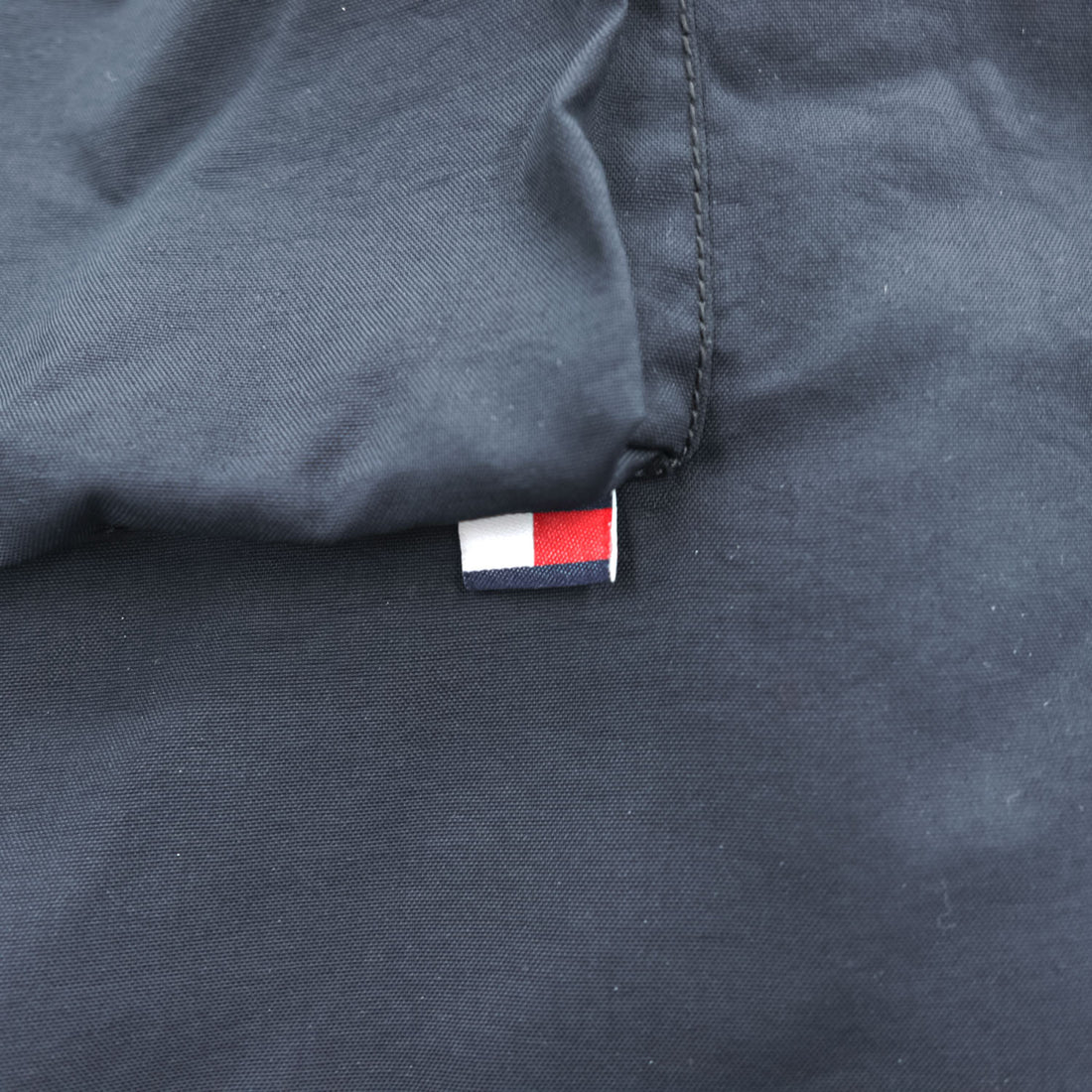 TOMMY HILFIGER DENIM  RED LABEL Double Zip Motorcycle Jacket XL, Black Nylon Checked Lining