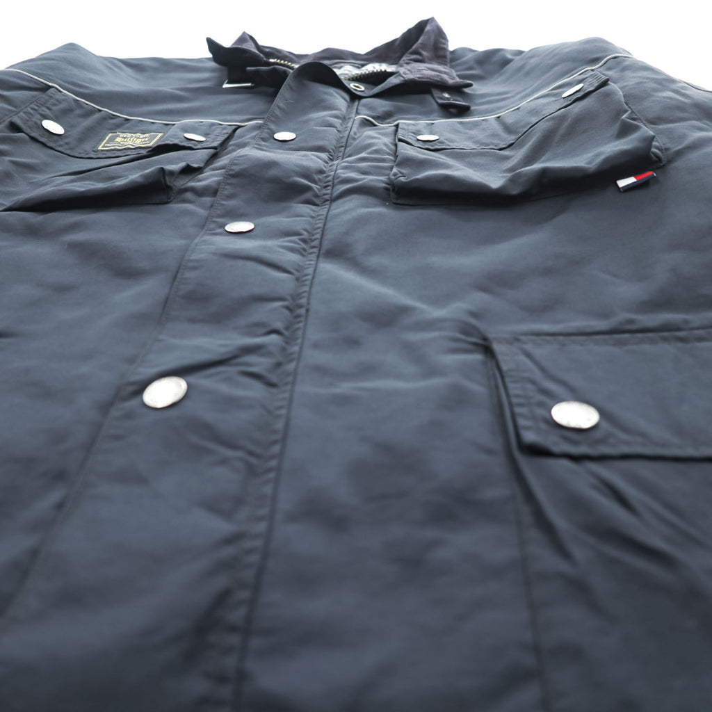 TOMMY HILFIGER DENIM  RED LABEL Double Zip Motorcycle Jacket XL, Black Nylon Checked Lining