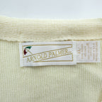 ARNOLD PALMER V-Neck Knit Cardigan Ivory XL Made in USA Acrylic Wool