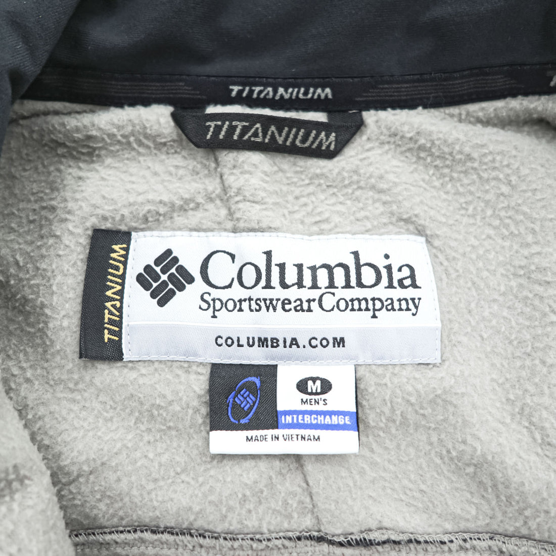 Columbia フルジップ フリースベスト M グレー ブラック バイカラー ドローコード TITANIUM EM1095