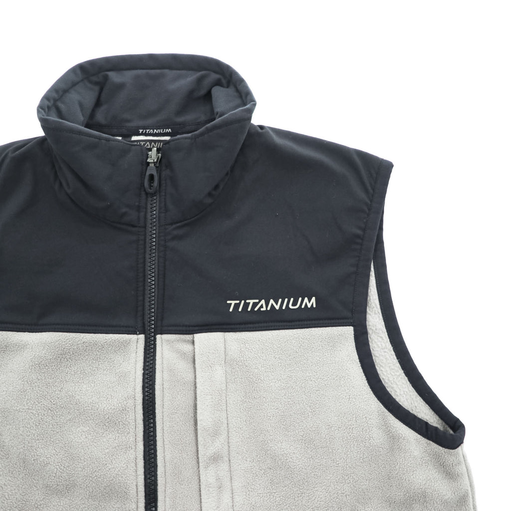 Columbia フルジップ フリースベスト M グレー ブラック バイカラー ドローコード TITANIUM EM1095