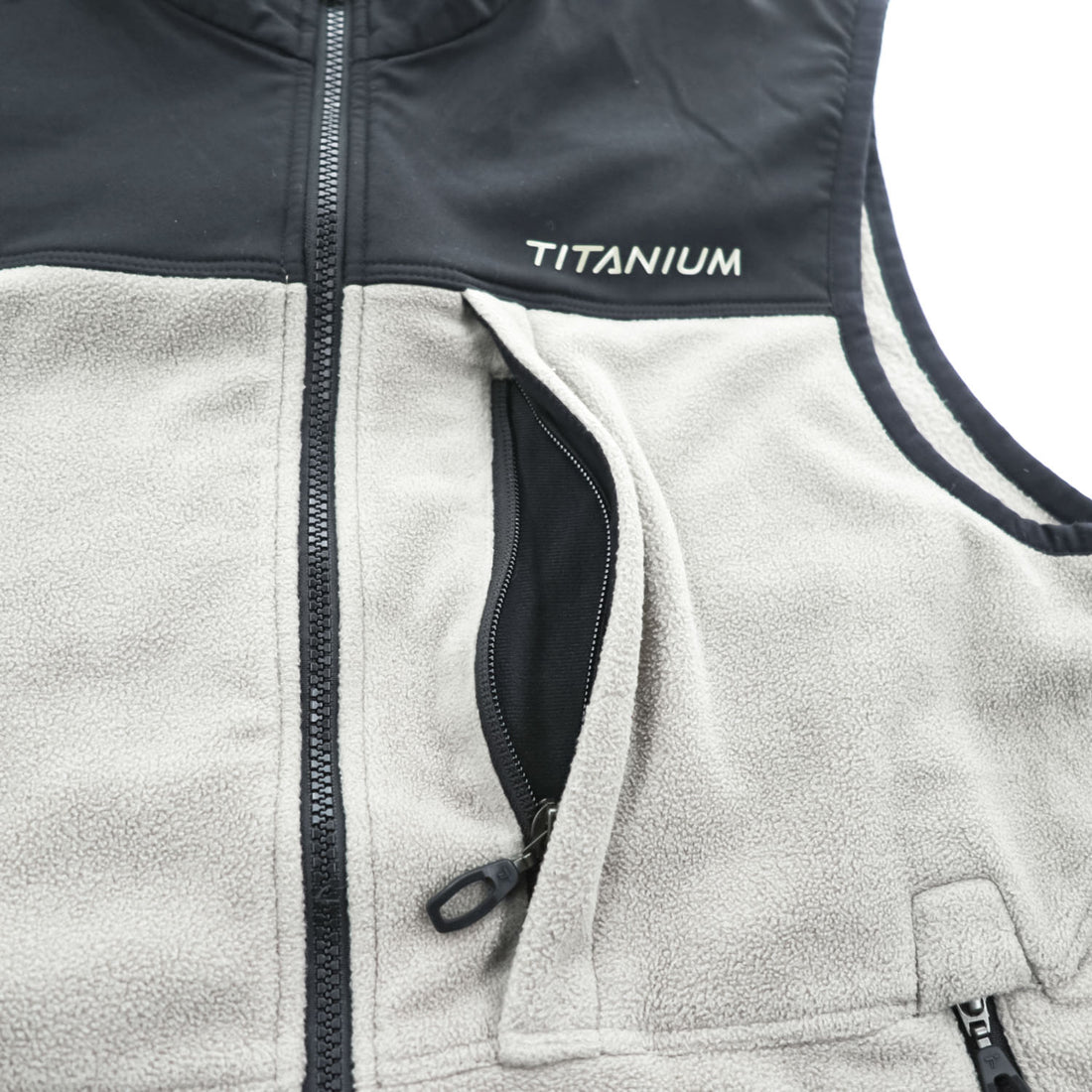 Columbia フルジップ フリースベスト M グレー ブラック バイカラー ドローコード TITANIUM EM1095