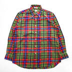 INDIVIDUALIZED SHIRTS USA製 長袖 フランネル チェックシャツ M マルチカラー 胸ポケット ボタンダウン