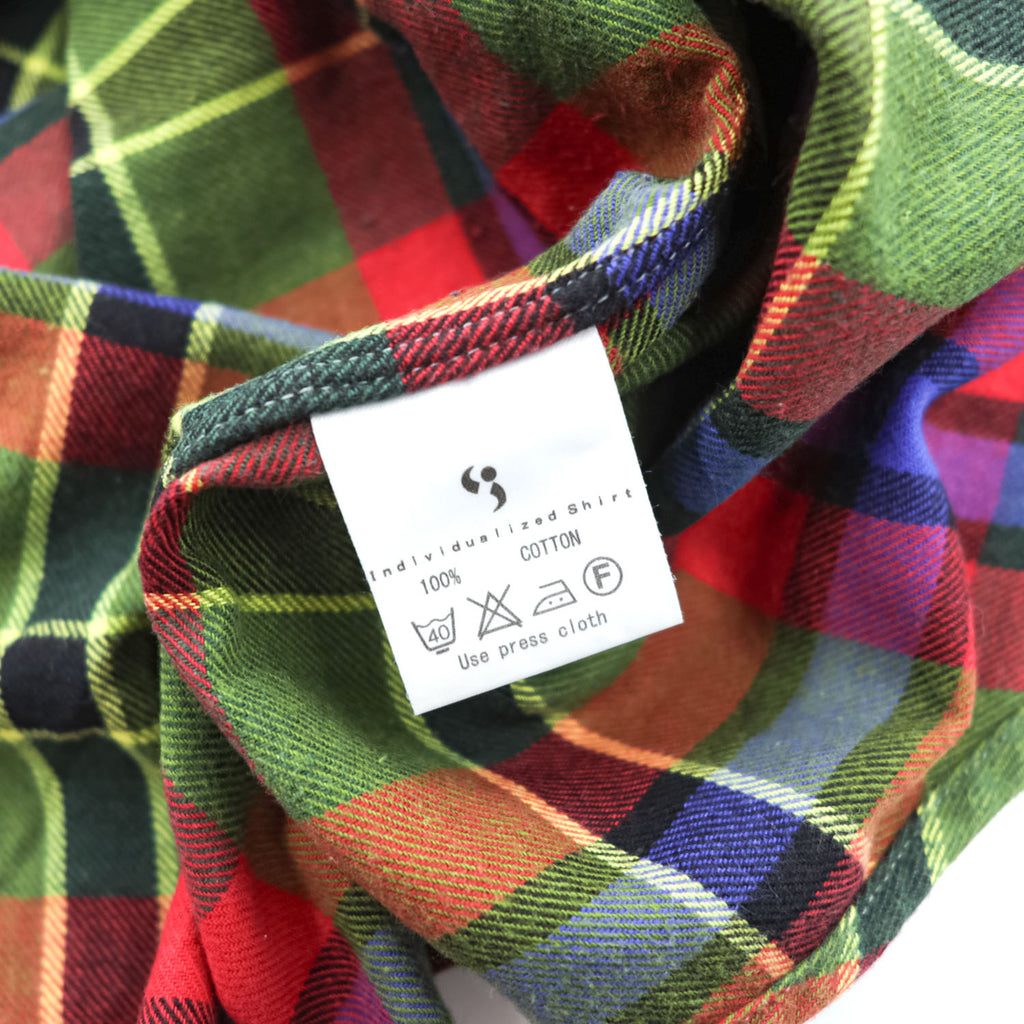 INDIVIDUALIZED SHIRTS USA製 長袖 フランネル チェックシャツ M マルチカラー 胸ポケット ボタンダウン