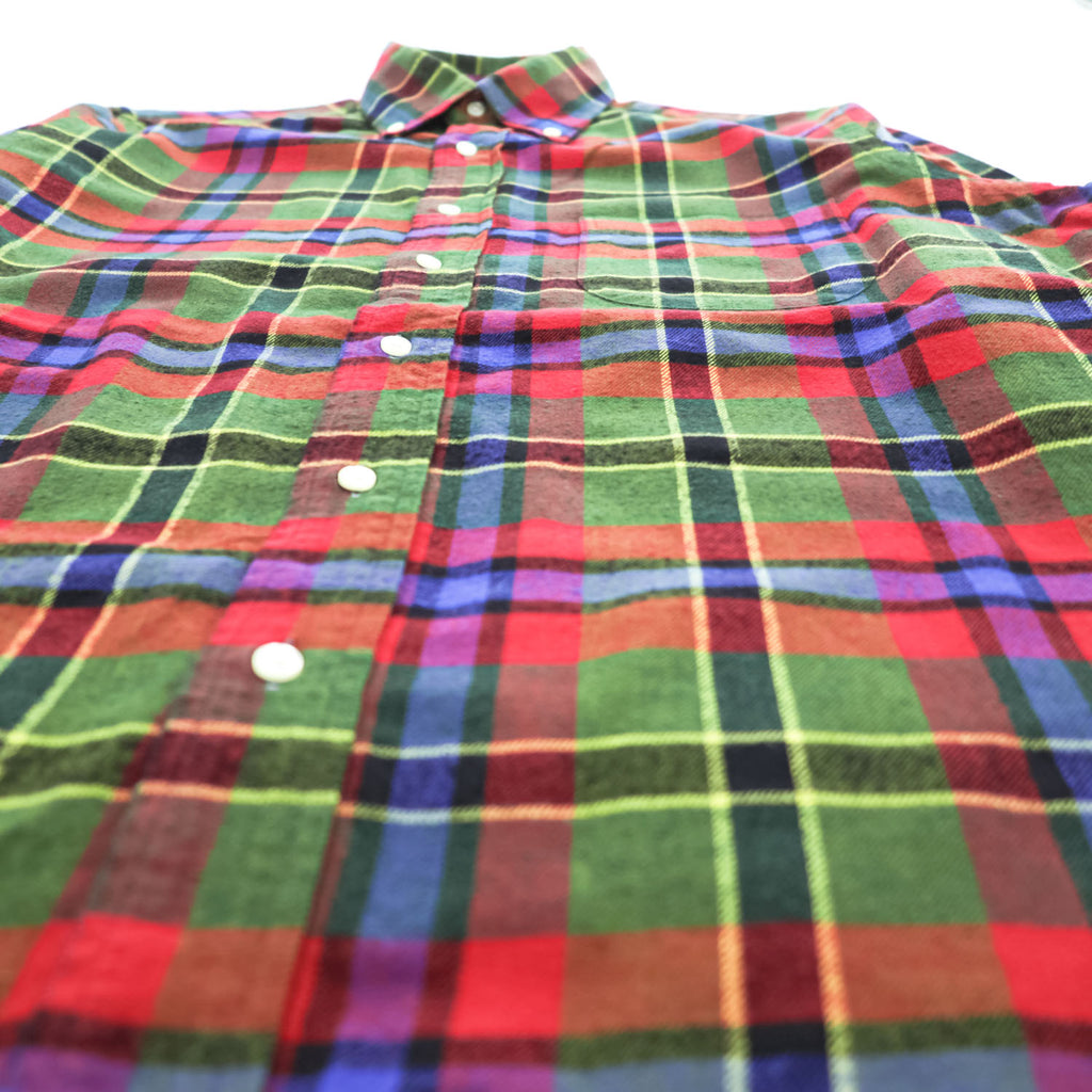 INDIVIDUALIZED SHIRTS USA製 長袖 フランネル チェックシャツ M マルチカラー 胸ポケット ボタンダウン