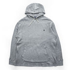 Polo Ralph Lauren Pullover Hoodie XL Grey Small Pony Logo Embroidery Oversized Thermal Waffle Front V