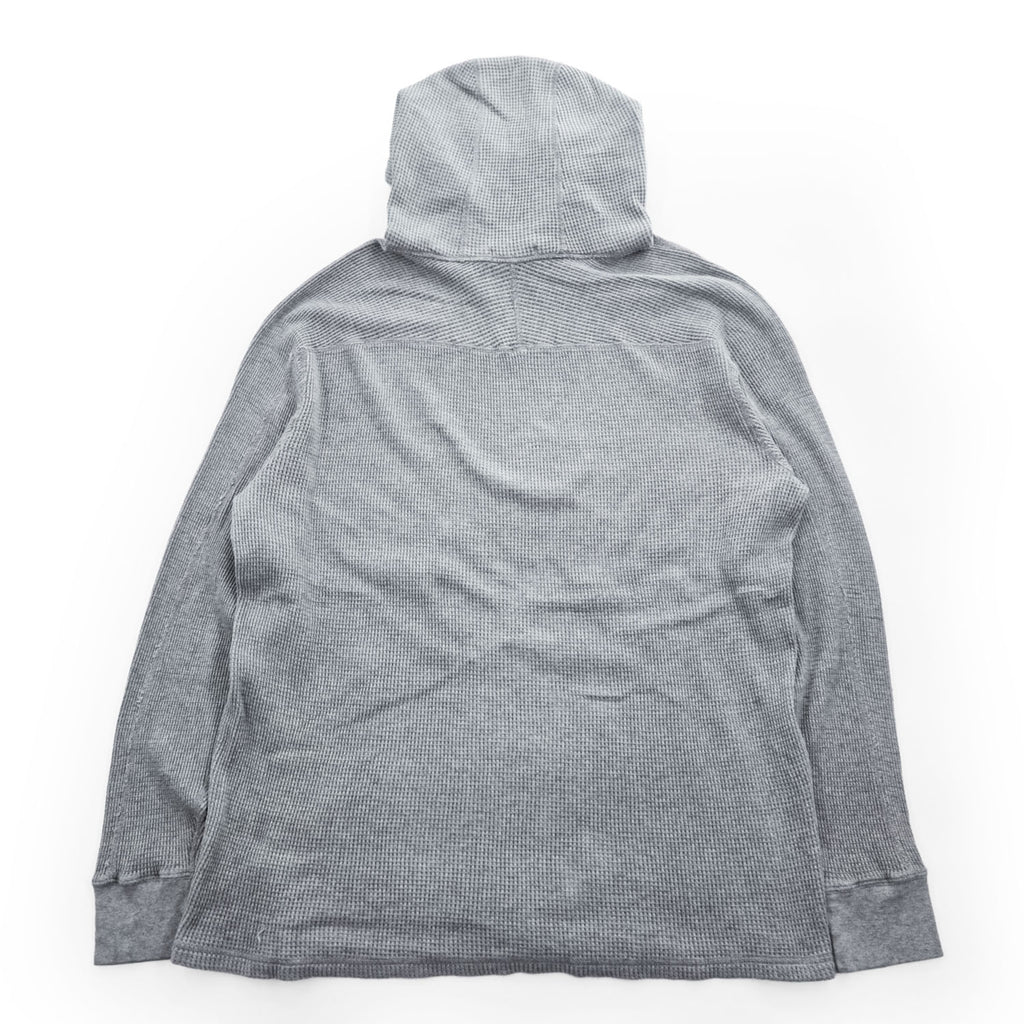 Polo Ralph Lauren Pullover Hoodie XL Grey Small Pony Logo Embroidery Oversized Thermal Waffle Front V