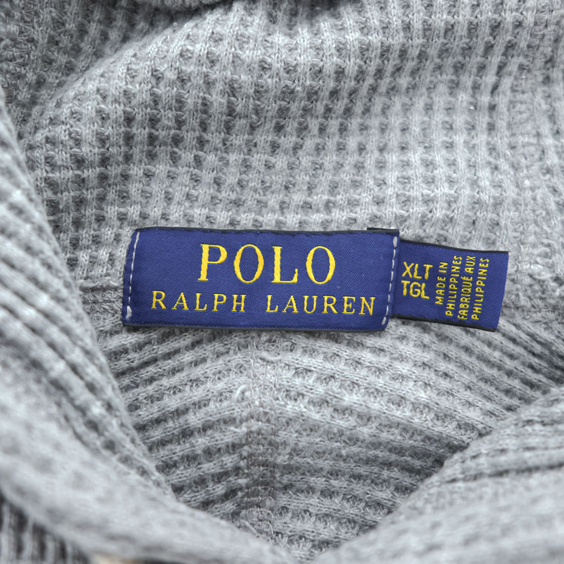 Polo Ralph Lauren Pullover Hoodie XL Grey Small Pony Logo Embroidery Oversized Thermal Waffle Front V