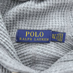 Polo Ralph Lauren Pullover Hoodie XL Grey Small Pony Logo Embroidery Oversized Thermal Waffle Front V