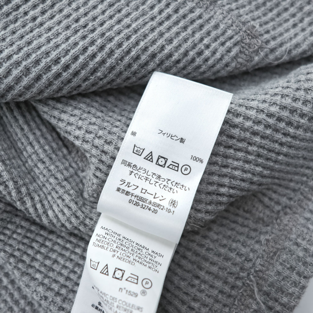 Polo Ralph Lauren Pullover Hoodie XL Grey Small Pony Logo Embroidery Oversized Thermal Waffle Front V