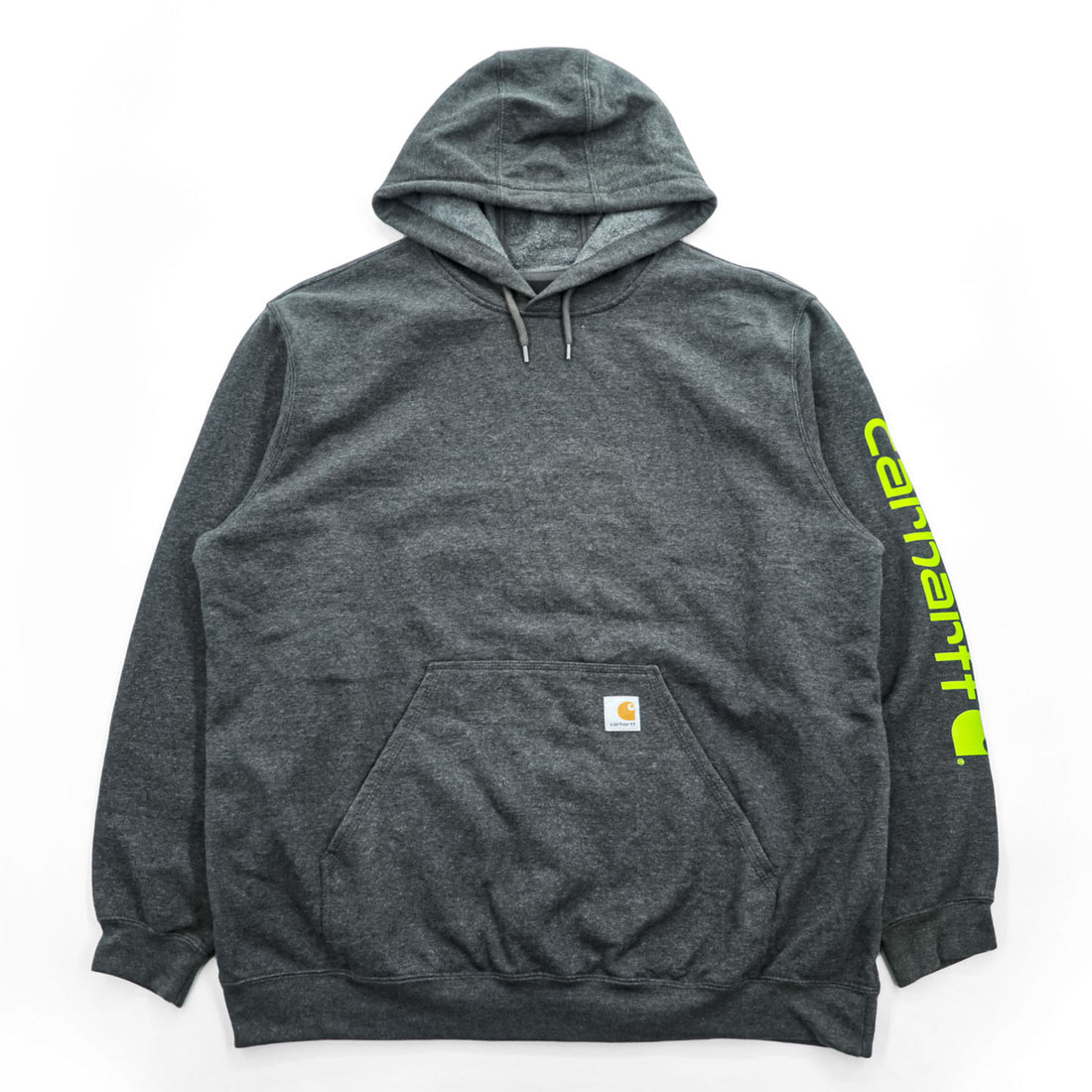 carhartt プルオーバー パーカー XL グレー 裏起毛 ロゴスリーブ ビッグサイズ LOOSE FIT カンガルーポケット K288