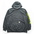 carhartt プルオーバー パーカー XL グレー 裏起毛 ロゴスリーブ ビッグサイズ LOOSE FIT カンガルーポケット K288