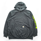carhartt プルオーバー パーカー XL グレー 裏起毛 ロゴスリーブ ビッグサイズ LOOSE FIT カンガルーポケット K288