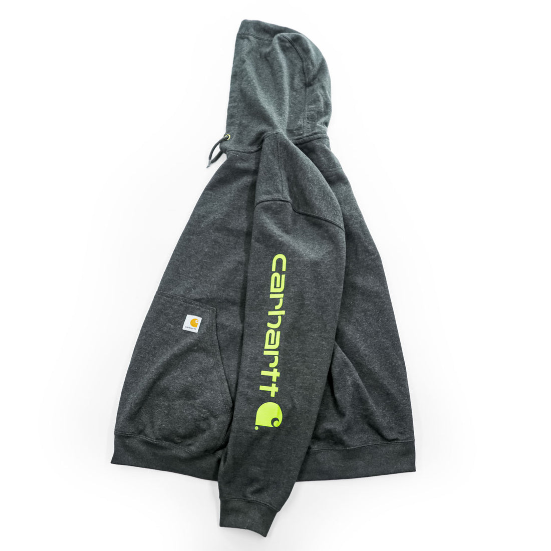carhartt プルオーバー パーカー XL グレー 裏起毛 ロゴスリーブ ビッグサイズ LOOSE FIT カンガルーポケット K288